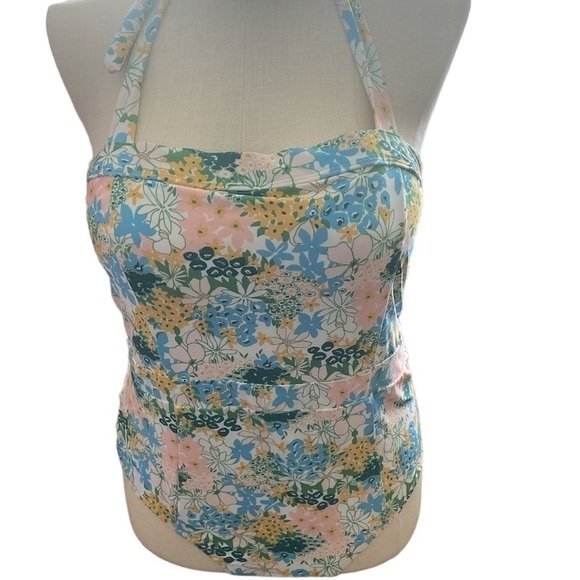 ModCloth The Ava One-Piece Swimsuit New Plus floral halter swimsuit Sz 1X - Picture 4 of 11